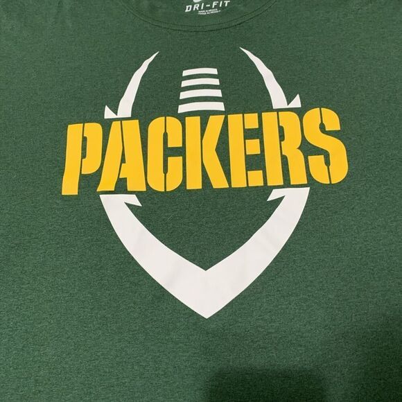 Nike Green Bay Packers Shirt Men’s XL Green Dri-Fit Print Short Sleeve - Picture 2 of 8